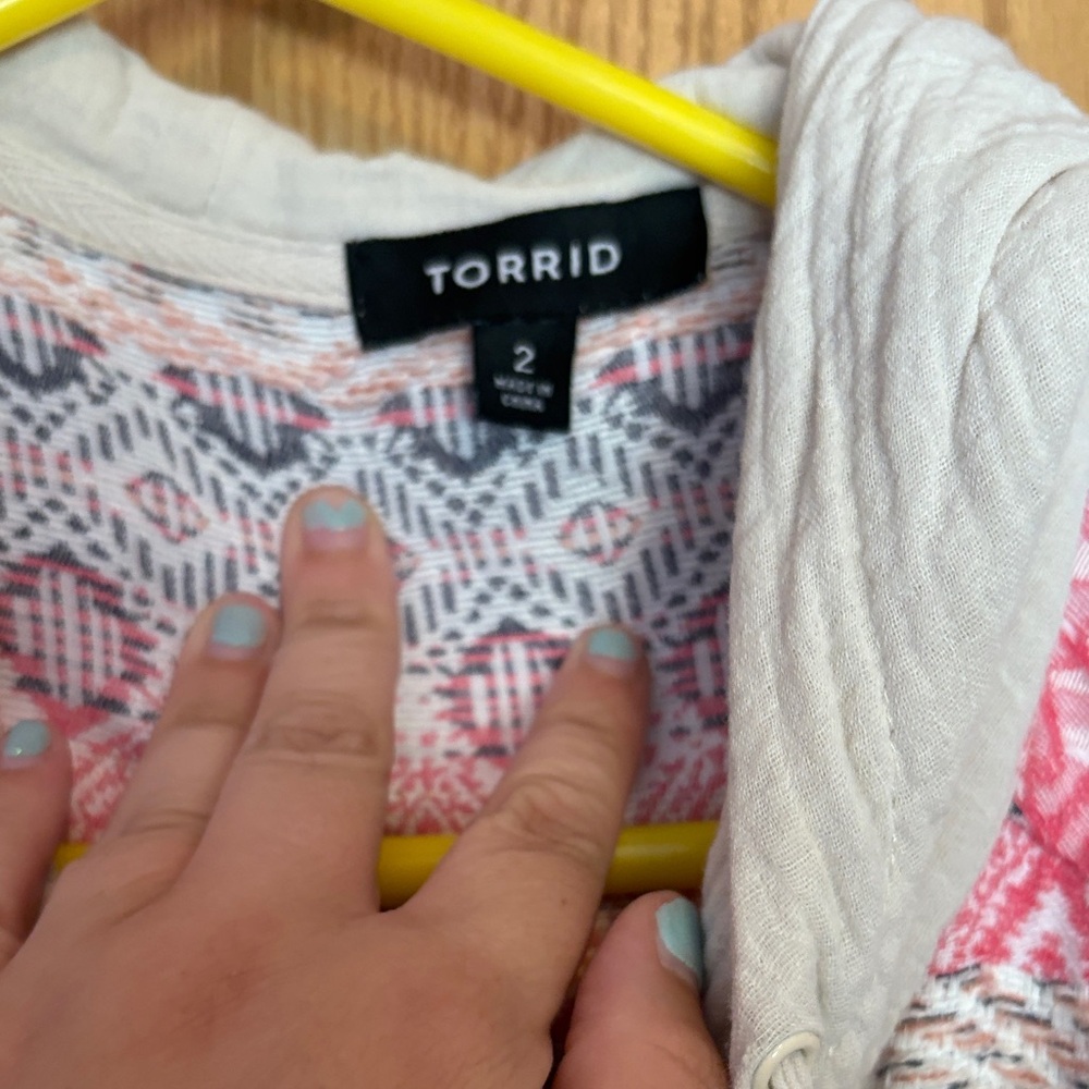 Boho Hooded Jacket with Pink Accents - Picture 4 of 5